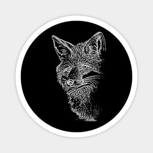 Fox Outline in White Magnet